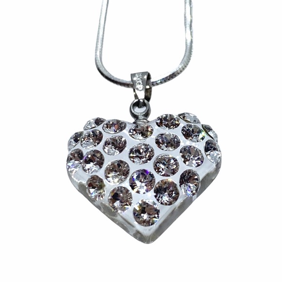 Acrylic Crystal Heart Necklace Embellished With Genuine “Crystal Stone Elements” - Picture 8 of 12